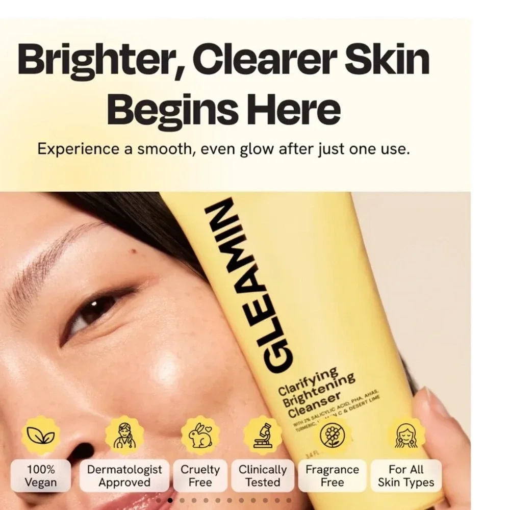 Gleamin Clarifying Brightening Cleanser 3.4oz Vitamin C Salicylic Acid AHA PHA